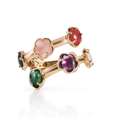 Pasquale Bruni Figlia Dei Fiori Contrarié Ring in 18k Rose Gold with Mixed Gems - Size 7 1