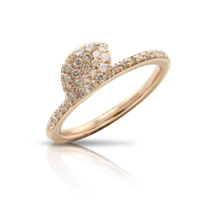 Pasquale Bruni Petit Garden Ring in 18k Rose Gold with White and Champagne Diamonds, Single Leaf - Size 7 1