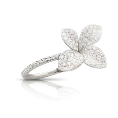 Pasquale Bruni Petit Garden Ring in 18k White Gold with Diamonds, Medium Flower - Size 7 1