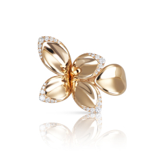Pasquale Bruni Giardini Segreti Five Leaves Small Flower Ring in 18k Rose Gold with Diamonds - Size 7 1