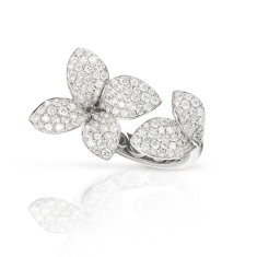 Pasquale Bruni Giardini Segreti Six Leaves Small Flower Ring in 18k White Gold with Diamonds - Size 7 1