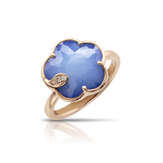 Pasquale Bruni Petit Joli Ring in 18k Rose Gold with Blue Moon, White and Champagne Diamonds - Size 7 1