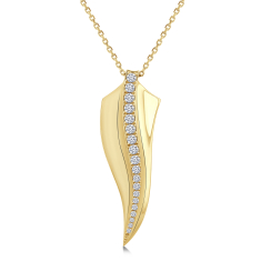 1/3ctw Diamond 14k Yellow Gold Curved Pendant Necklace 1