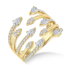 1ctw Pear Diamond 14k Yellow Gold Open Ring 1