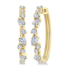 3/4ctw Pear and Round Diamond 14k Yellow Gold Scatter Hoop Earrings 1
