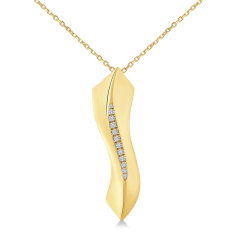 1/10ctw Diamond 14k Yellow Gold Curved Pendant Necklace 1
