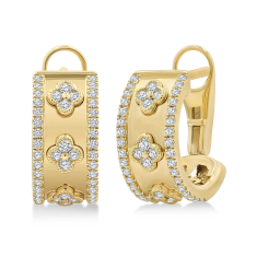 1/2ctw Diamond 14k Yellow Gold Clover Earrings 1