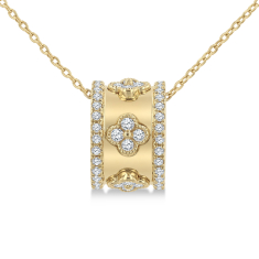 1/2ctw Diamond 14k Yellow Gold Clover Necklace 1