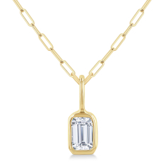 1/5ctw Octagon Diamond 14k Yellow Gold Paperclip Chain Necklace 1
