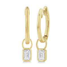 1/3ctw Octagon Diamond 14k Yellow Gold Hoop Drop Earrings 1
