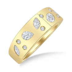 1/2ctw Mixed Shape Diamond 14k Yellow Gold Scatter Ring 1