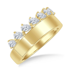 5/8ctw Pear Diamond 14k Yellow Gold Wide Band Ring 1