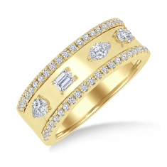 5/8ctw Mixed Shape Diamond 14k Yellow Gold Wide Band Ring 1