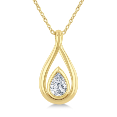 1/3ctw Pear Diamond 14k Yellow Gold Pendant Necklace 1