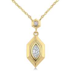 1/6ctw Marquise Diamond 14k Yellow Gold Hexagon Pendant Necklace 1