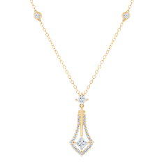 Downton Abbey 1ctw Princess Lab Grown Diamond 14k Yellow Gold Pendant Necklace - Lady Mary 1