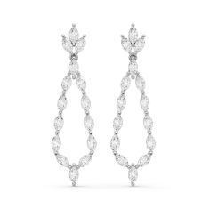 Downton Abbey 3ctw Marquise Lab Grown Diamond 14k White Gold Drop Earrings - Lady Mary 1