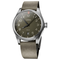 Oris ProPilot Date Moss Green Dial Leather Strap Watch 41mm - 733 7805 4167 6 20 16LC 1