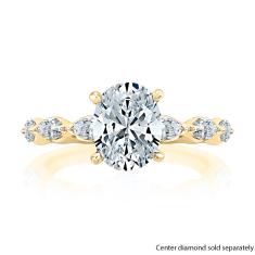 A.JAFFE 3/4ctw Marquise Diamond Band 14k Yellow Gold Engagement Ring Setting 1