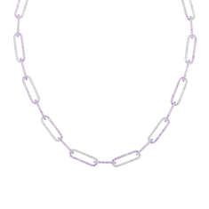 1 1/3ctw Diamond and Pink Sapphire 18k White Gold A-Link Necklace 1