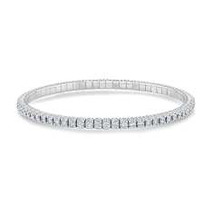 3 1/3ctw Diamond 18k White Gold Flex Bangle Bracelet 1