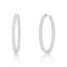 4ctw Diamond 18k White Gold Inside Out Hoop Earrings 1