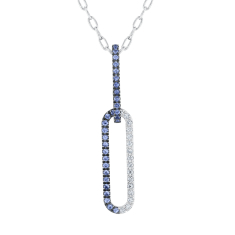 1/10ctw Diamond and Blue Sapphire 18k White Gold A-Link Pendant Necklace 1
