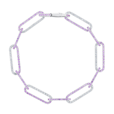 5/8ctw Diamond and Pink Sapphire 18k White Gold A-Link Bracelet 1