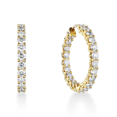 3 1/2ctw Diamond 18k Yellow Gold Inside Out Hoop Earrings 1
