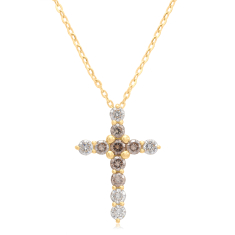 Desert Diamonds 1/2ctw 10k Yellow Gold Cross Pendant Necklace 1