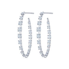 Kwiat Starry Night 3 5/8ctw Diamond 18k White Gold Large Hoop Earrings 1