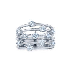 Kwiat Starry Night 3/4ctw Star-Set Diamond 18k White Gold Five-Row Ring 1
