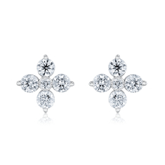 1ctw Lab Grown Diamond 14k White Gold Floral Stud Earrings 1