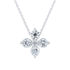 3/4ctw Lab Grown Diamond 14k White Gold Floral Pendant Necklace 1