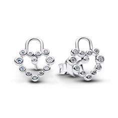 Pandora Sparkling Heart Padlock Stud Earrings 1
