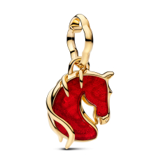 Pandora Red Fire Horse Murano Glass Gold-Plated Dangle Charm 1