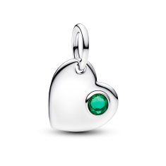 Pandora May Engravable Heart Green Stone Dangle Charm 1