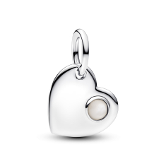 Pandora June Engravable Heart White Stone Dangle Charm 1