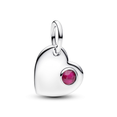 Pandora July Engravable Heart True Red Stone Dangle Charm 1