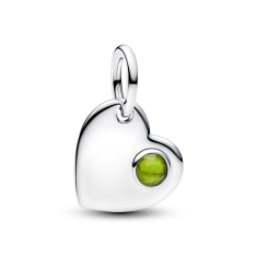 Pandora August Engravable Heart Spring Green Stone Dangle Charm 1