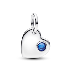 Pandora September Engravable Heart Blue Stone Dangle Charm 1