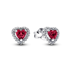 Pandora Elevated Red Heart Stud Earrings 1