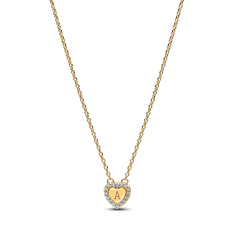 Pandora Engravable Heart Halo Gold-Plated Collier Necklace 1