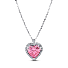 Pandora Pink Halo Heart Collier Necklace 1