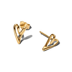 Pandora Organically Shaped Heart Gold-Plated Stud Earrings 1
