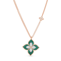 Roberto Coin Venetian Princess 18k Rose Gold Diamond and Malachite Medium Flower Necklace 1