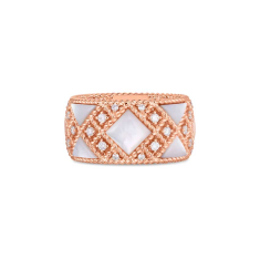 Roberto Coin Palazzo Ducale 18k Rose Gold Mother of Pearl and Diamond Ring - Size 6.5 1