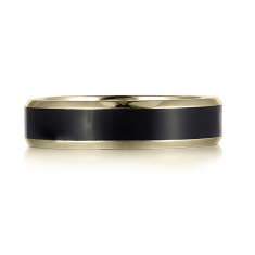 A.JAFFE Expandable™ Two-Tone 6mm 18k Yellow Gold with Black Ceramic Center Wedding Band - Size 10 1