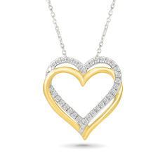 1/10ctw Diamond Two-Tone Heart Pendant Necklace 1
