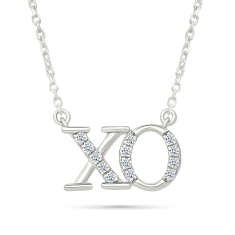 1/10ctw Diamond Sterling Silver XO Pendant Necklace 1